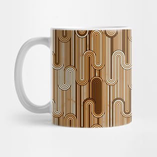 Retro Wavy Stripes - Brown & Beige Pattern Mug